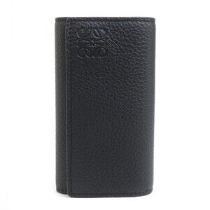 Auth Loewe Key Case Black/Silver #366532L28B